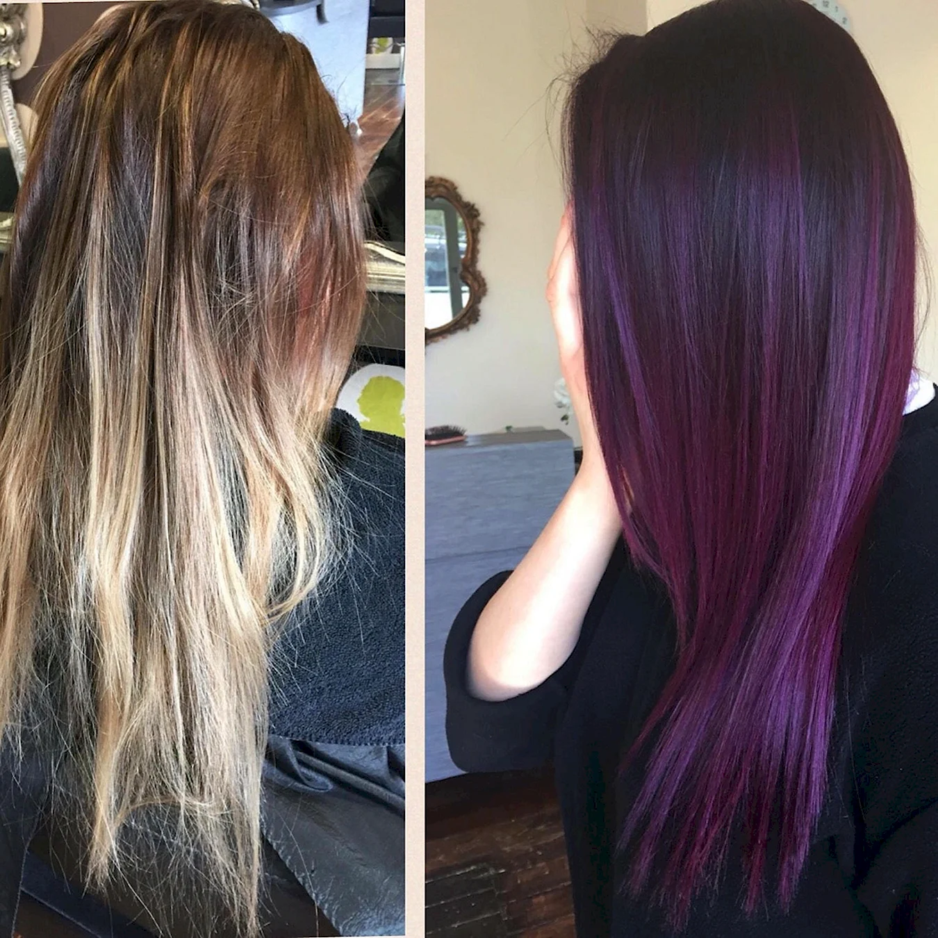 Балаяж фиолетовый прямые волосы
