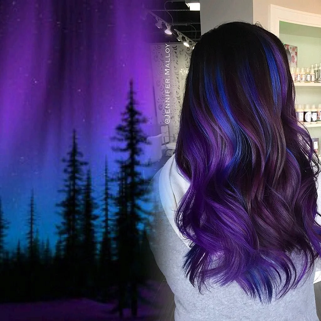 Фиолетовые концы волос