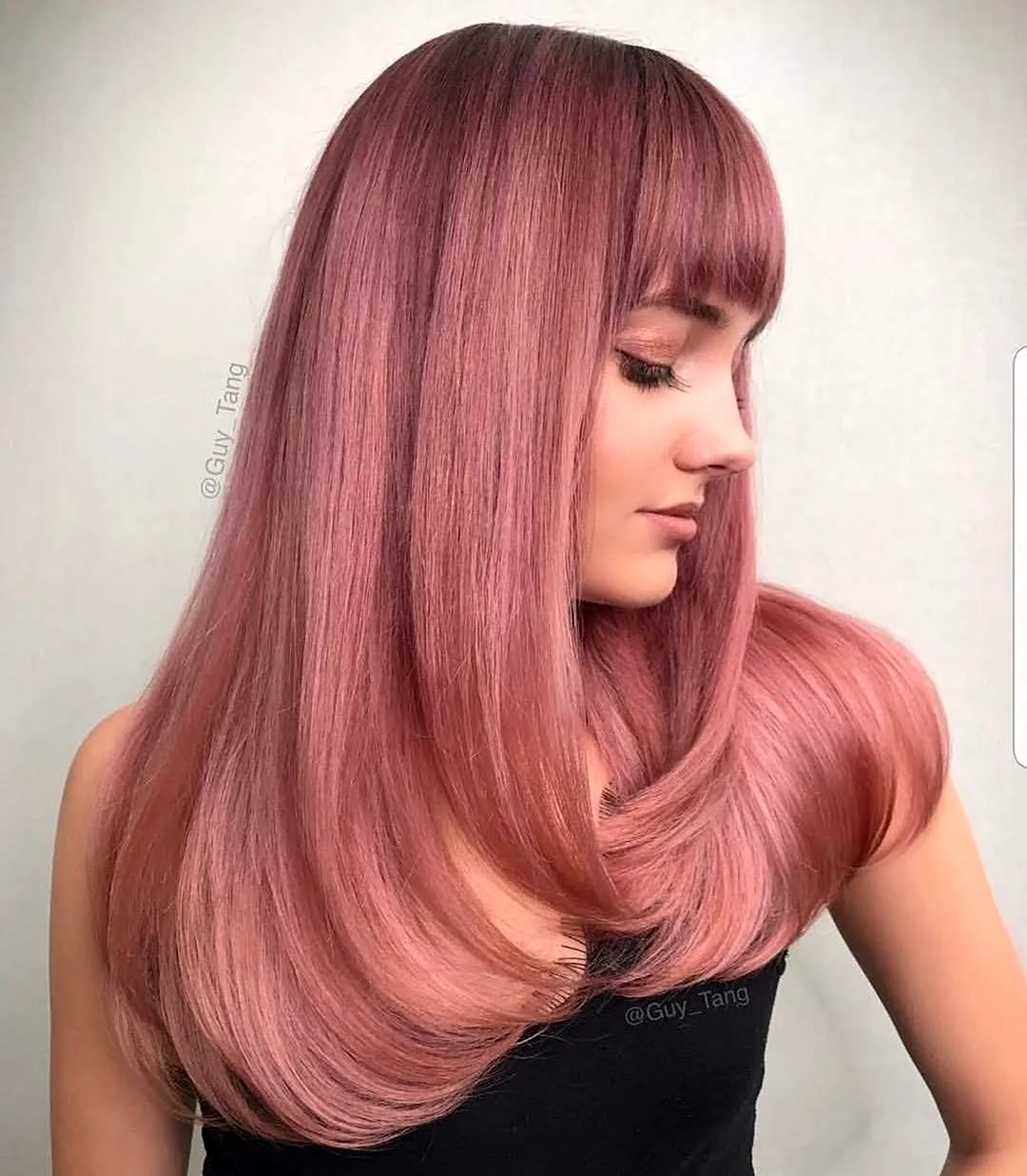 Коричнево розовый цвет волос