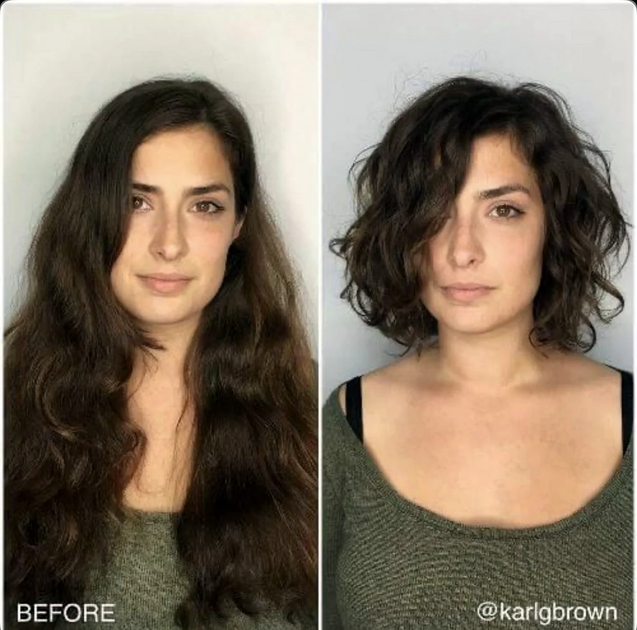 Кудрявые волосы до и после стрижки