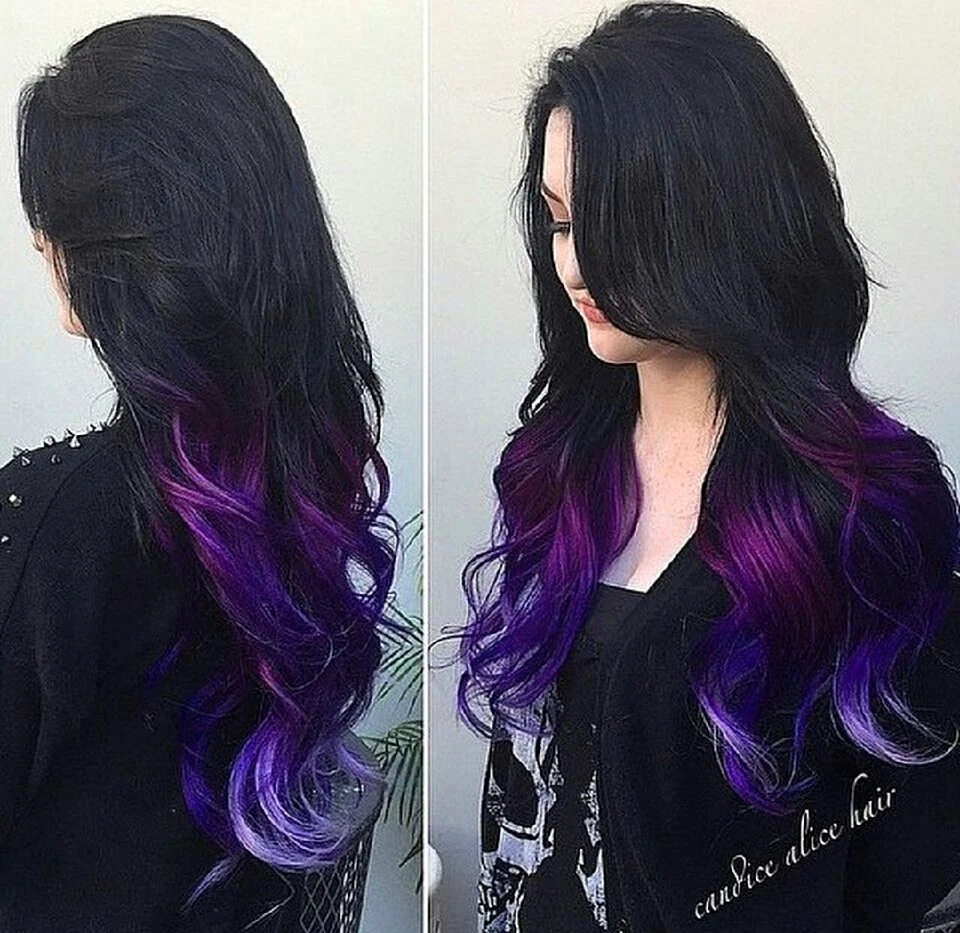 Окрашивание волос фиолетовое омбре