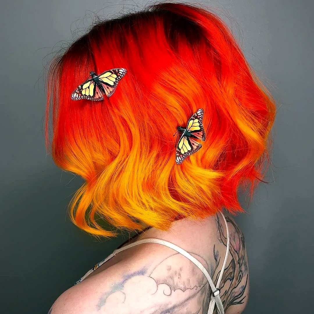 Оранжевые волосы каре
