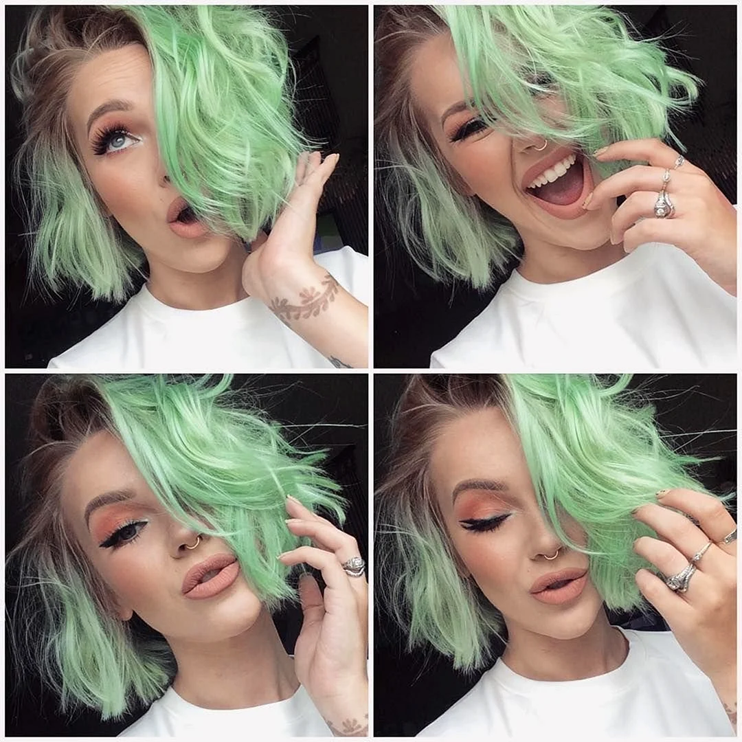 Пастельный зеленый цвет волос