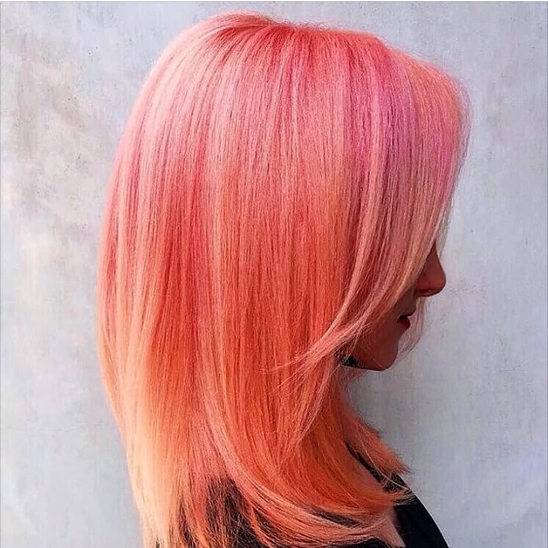 Персиковый цвет волос на короткие