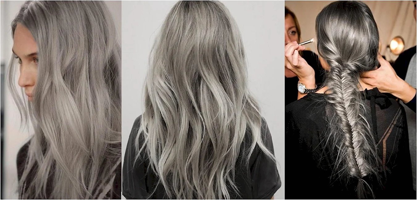 Покрасить волосы в пепельный цвет до и после