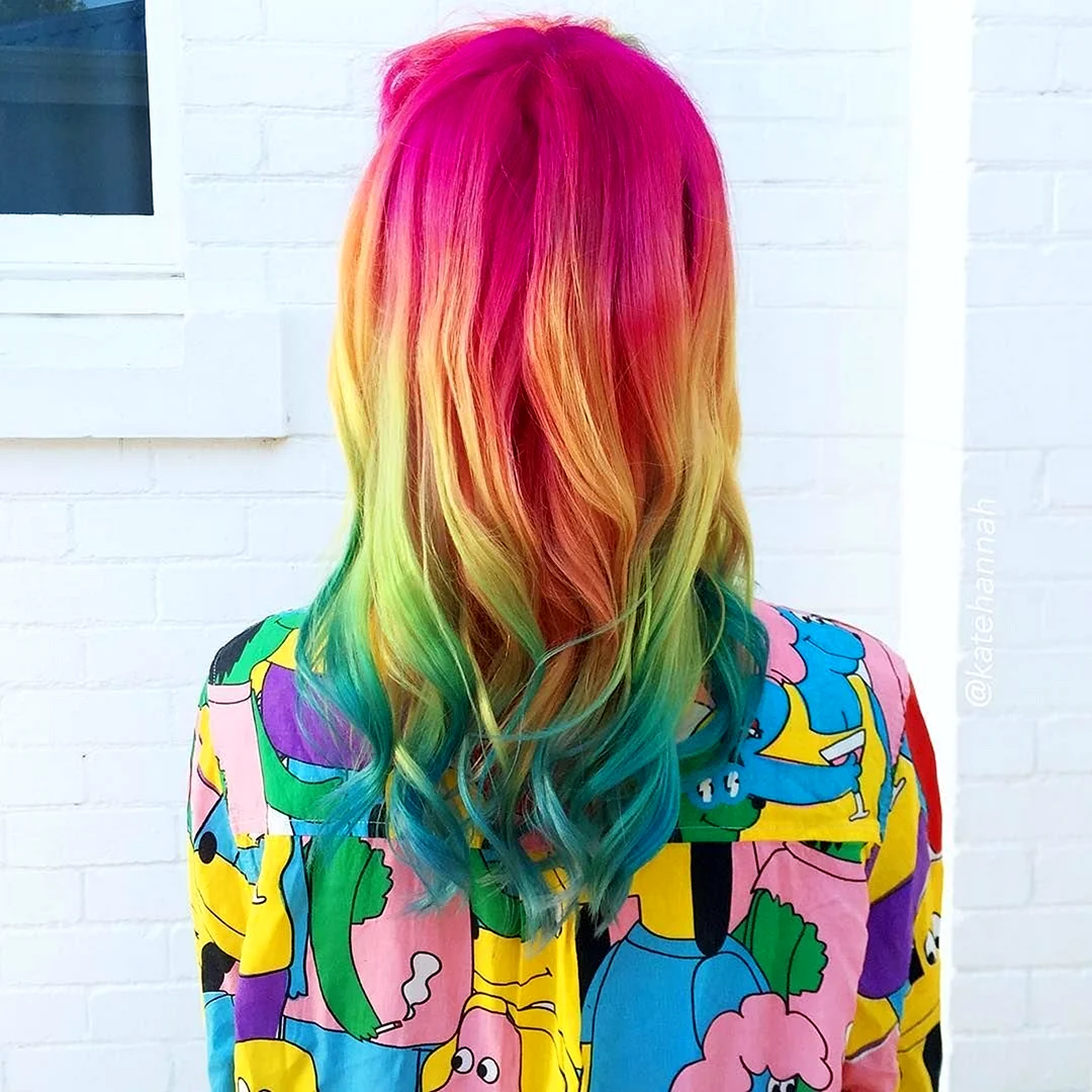 Прическа разноцветные волосы квадратиками