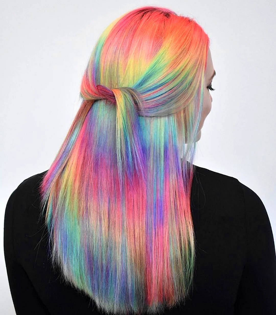 Радужные волосы с переливом