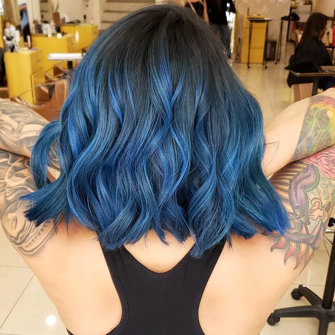 Синие волосы окрашивание
