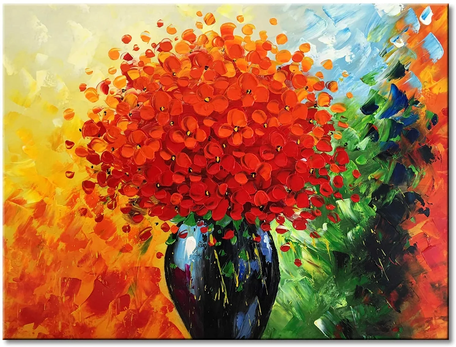 Абстрактные цветы в вазе картина
