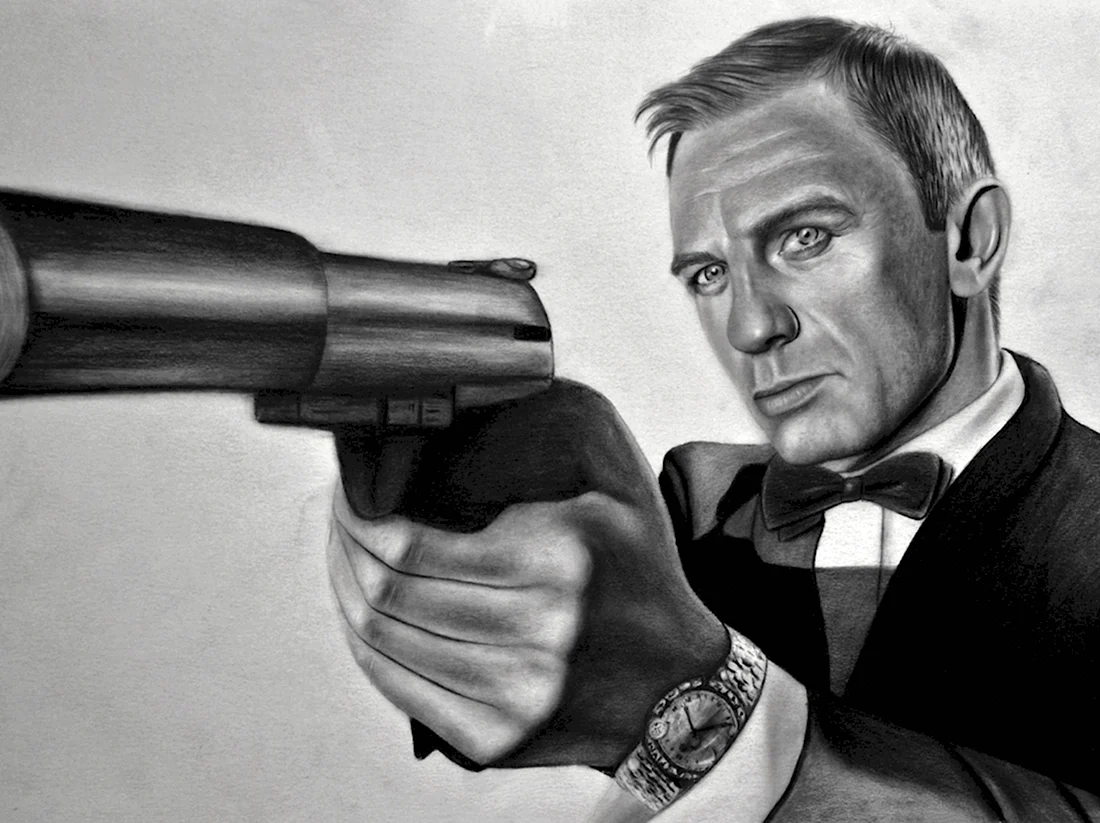 Агент 007 Дэниел Крейг с пистолетом
