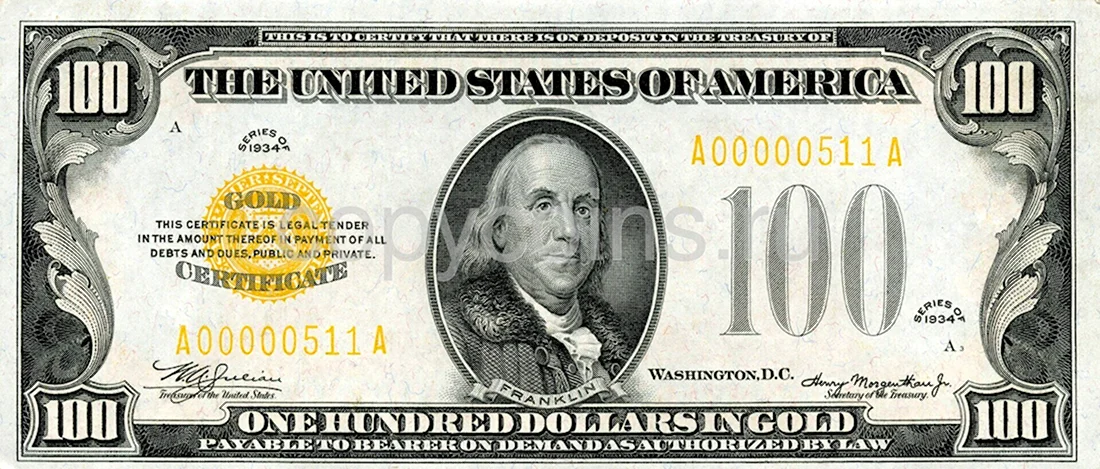 Американская купюра 100 долларов