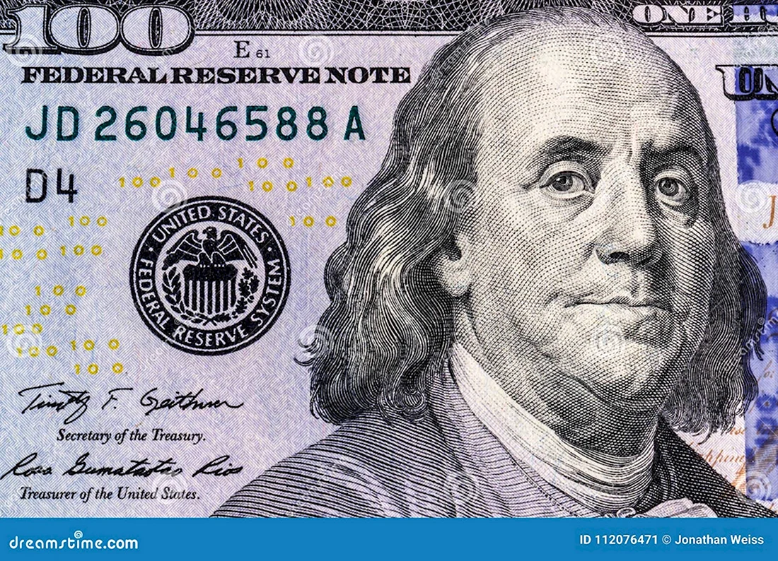 Бенджамин Франклин на 100 долларах