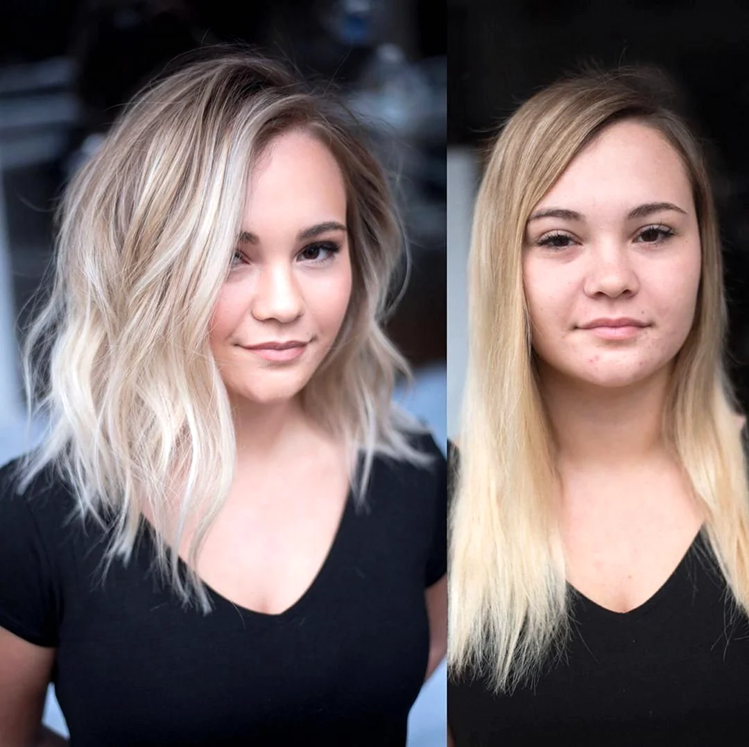 Блондинка до и после