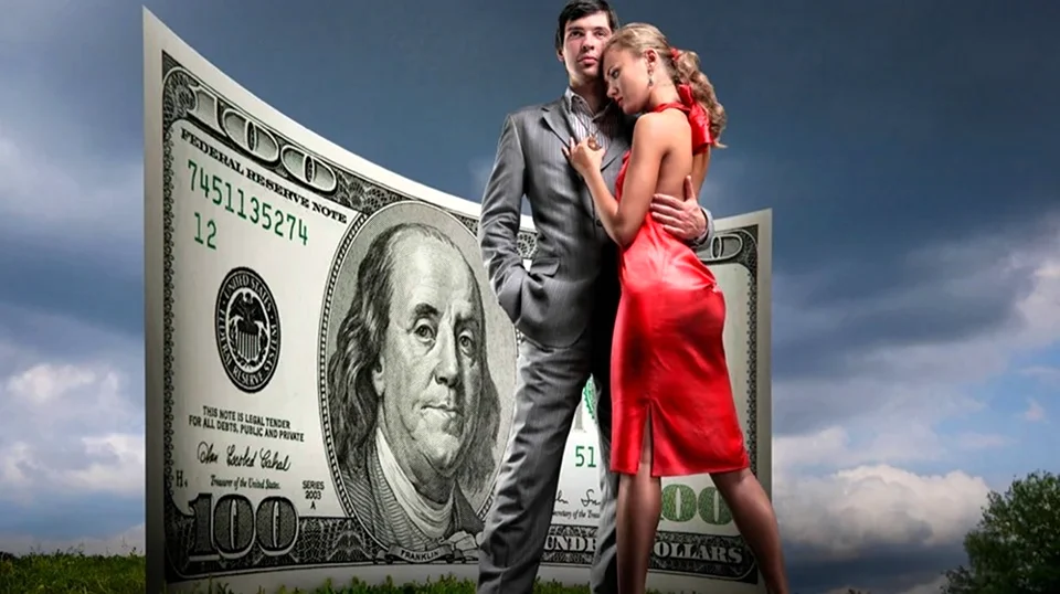 Богатые мужчина и женщина деньги