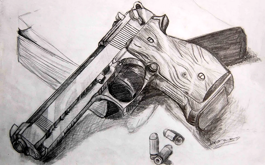 Брошенное оружие рисунок карандашом