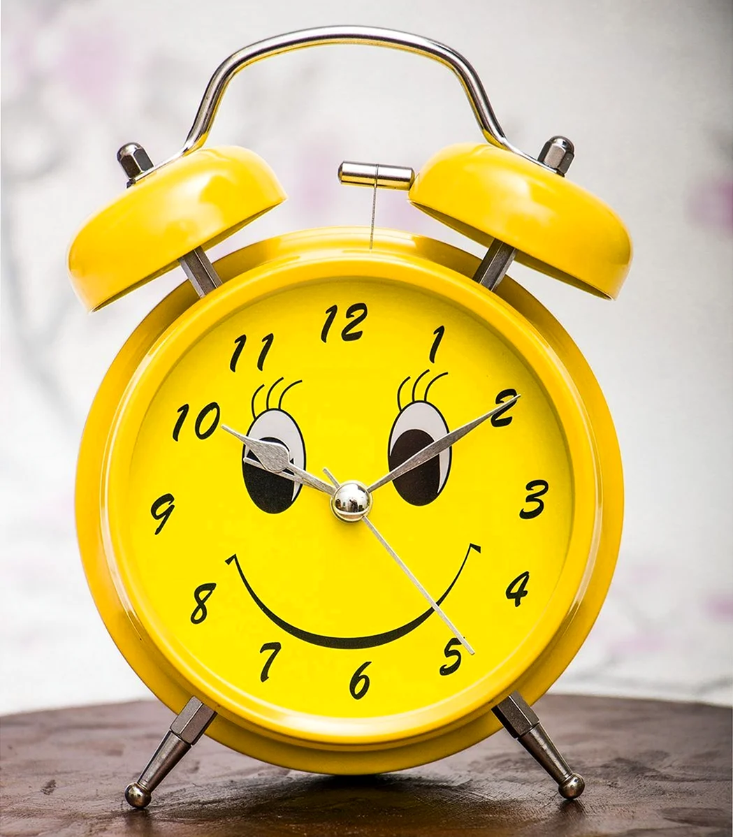 Часы будильник d-116 см Смайл жёлтый Эврика