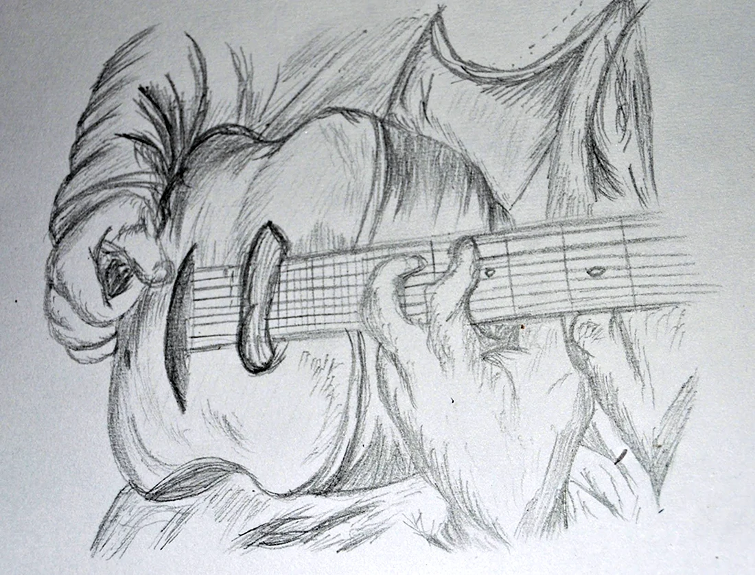Человек с гитарой рисунок для срисовки