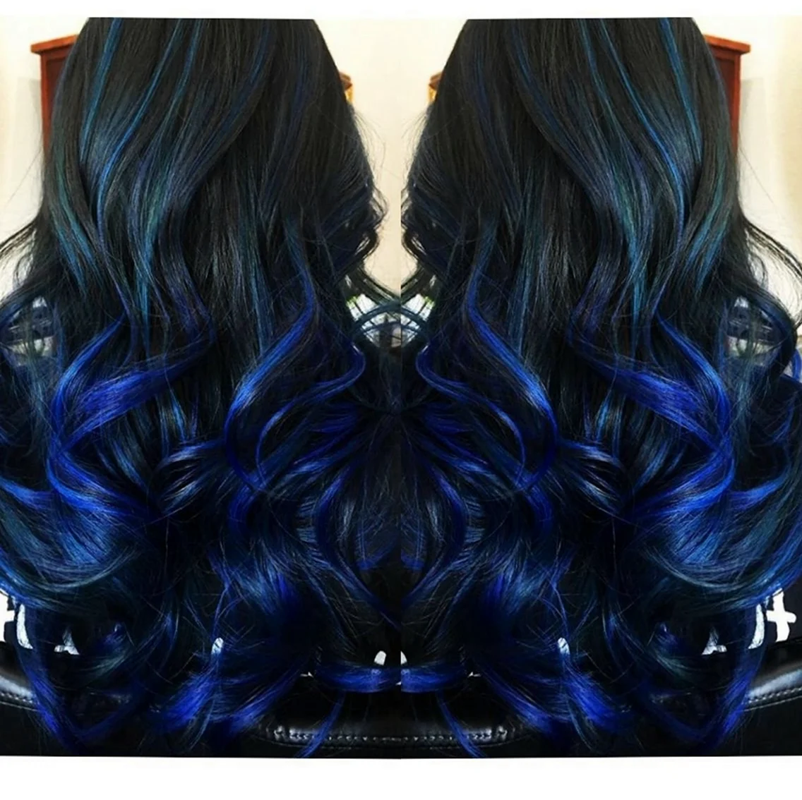 Черно синее окрашивание волос
