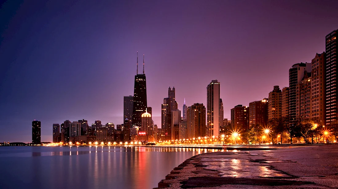 Чикаго Иллинойс закат вид