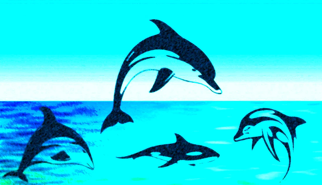 Дельфины в море вектор