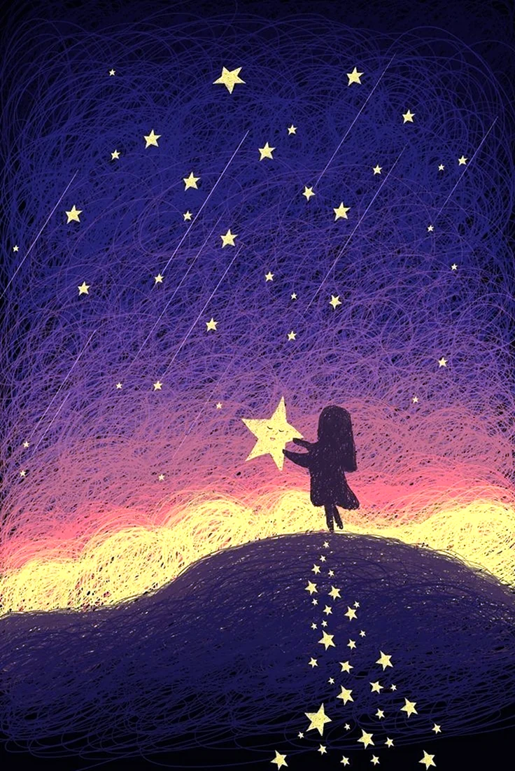 Девушка и звездное небо