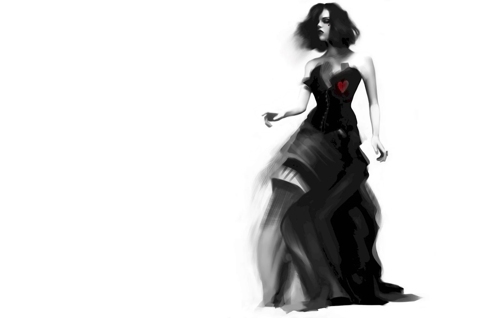 Девушка в черно белом платье