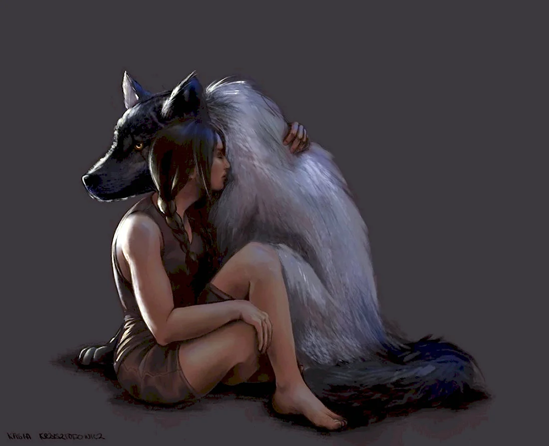 Девушка волчица арт