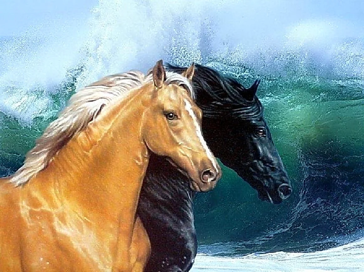 Две лошади на море