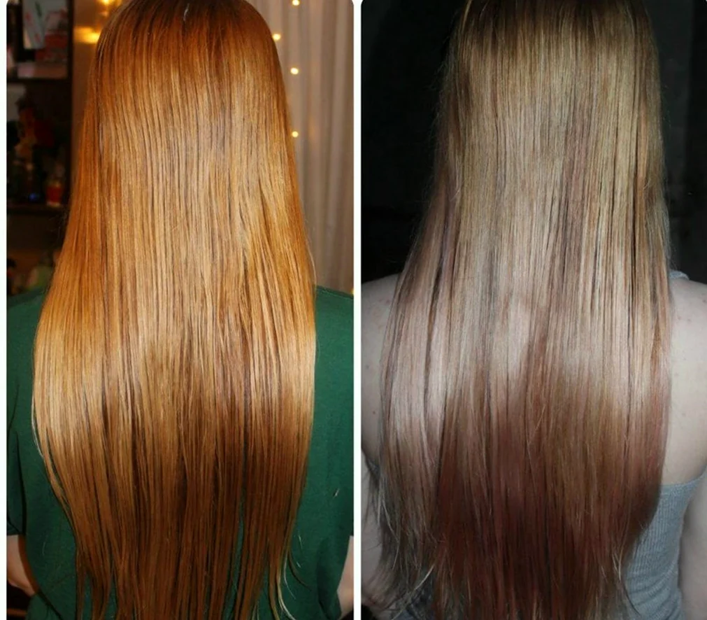 Экранирование волос Эстель до и после
