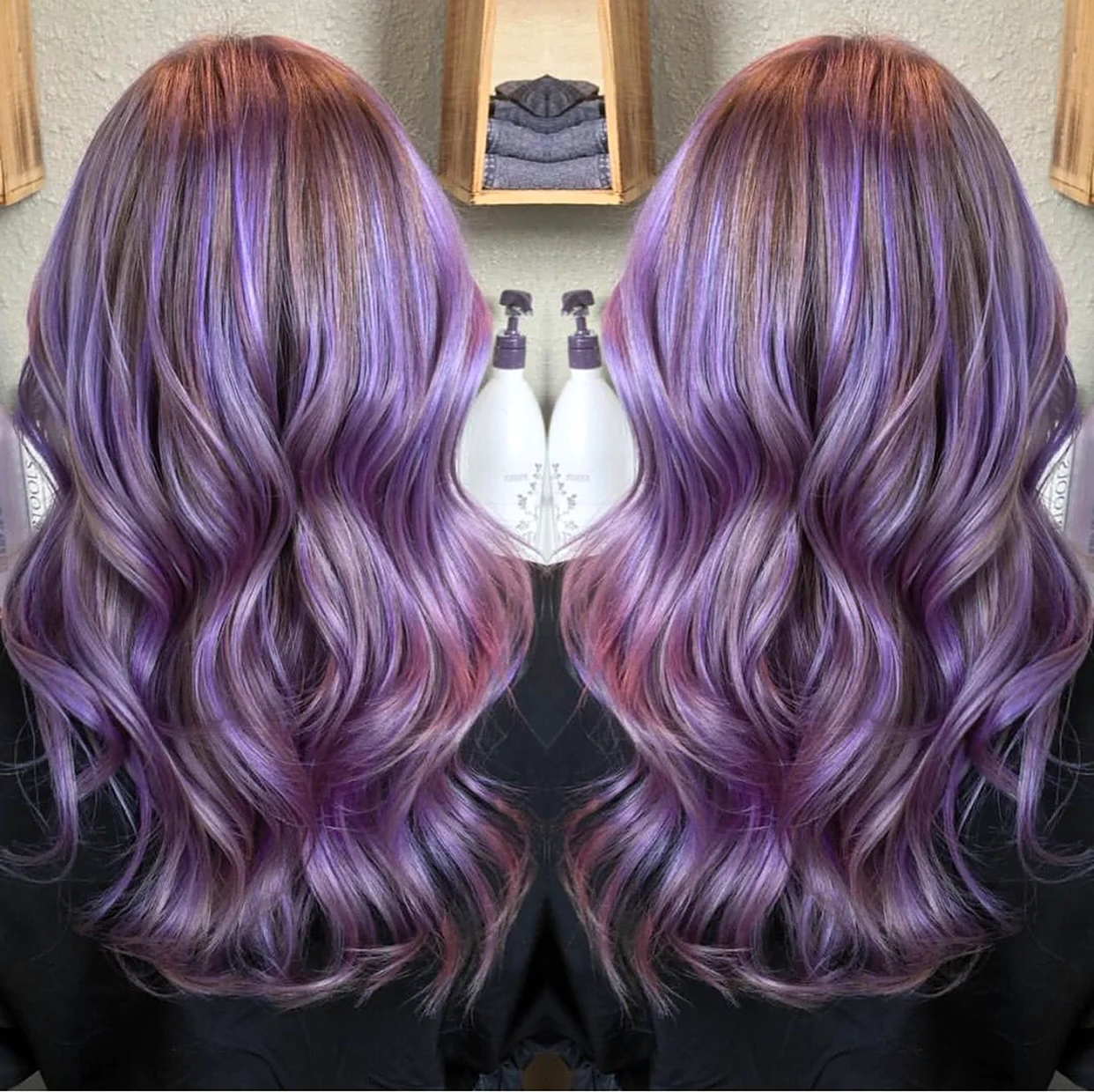 Фиолетовое мелирование на темно русые волосы