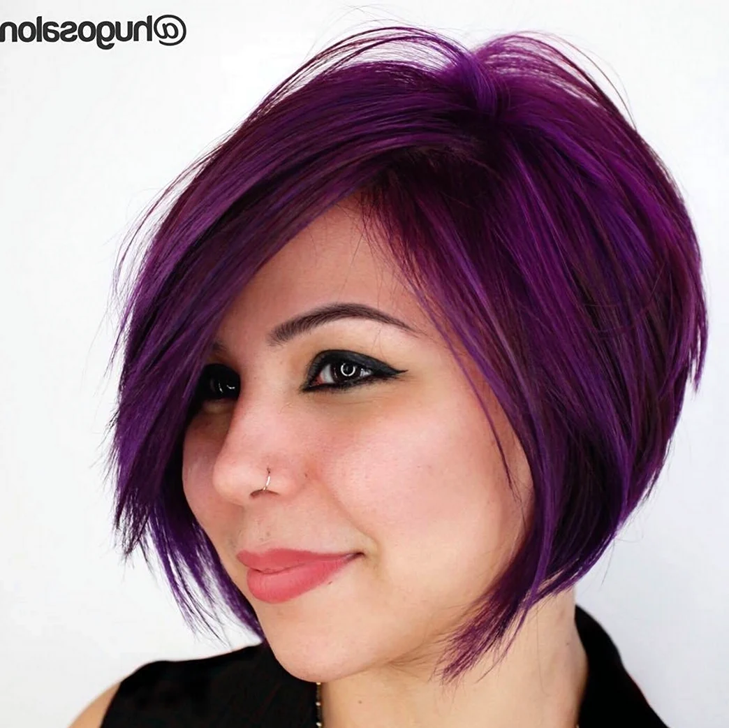 Фиолетовый цвет волос на короткие