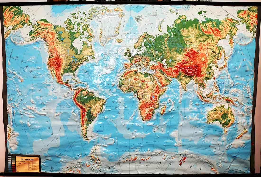 Физическая карта мира рельеф