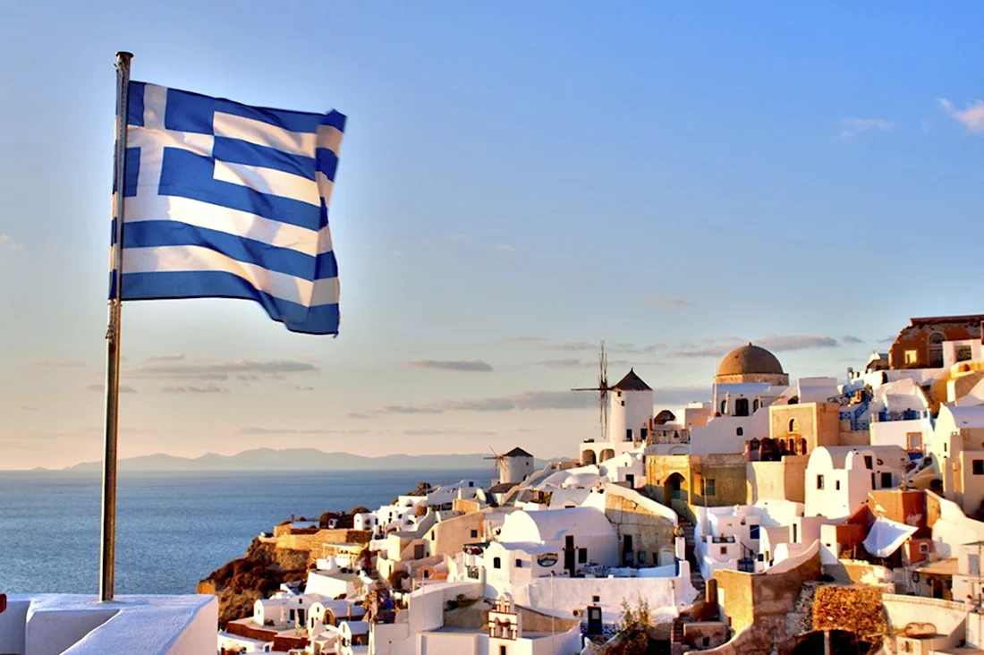 Флаг Греции Санторини