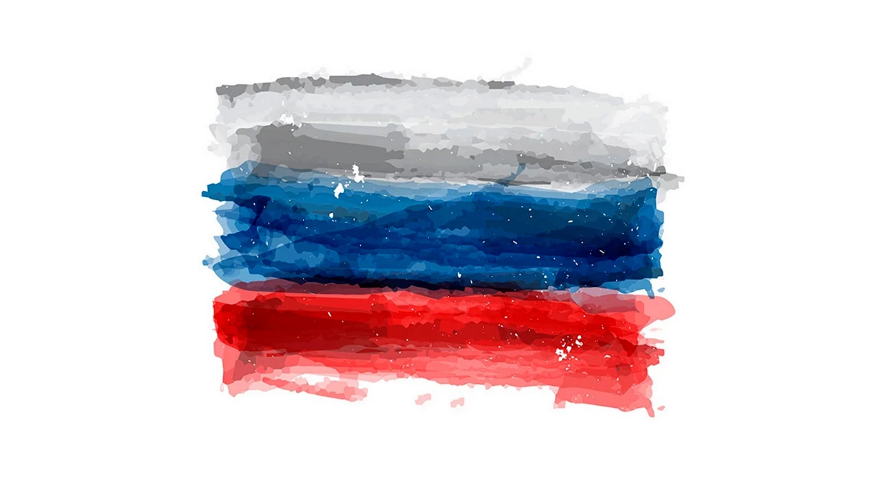 Флаг России акварель