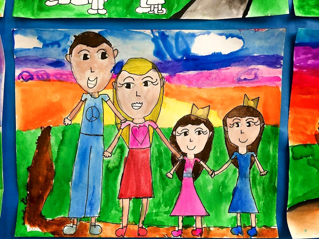 Фото семьи нарисованные