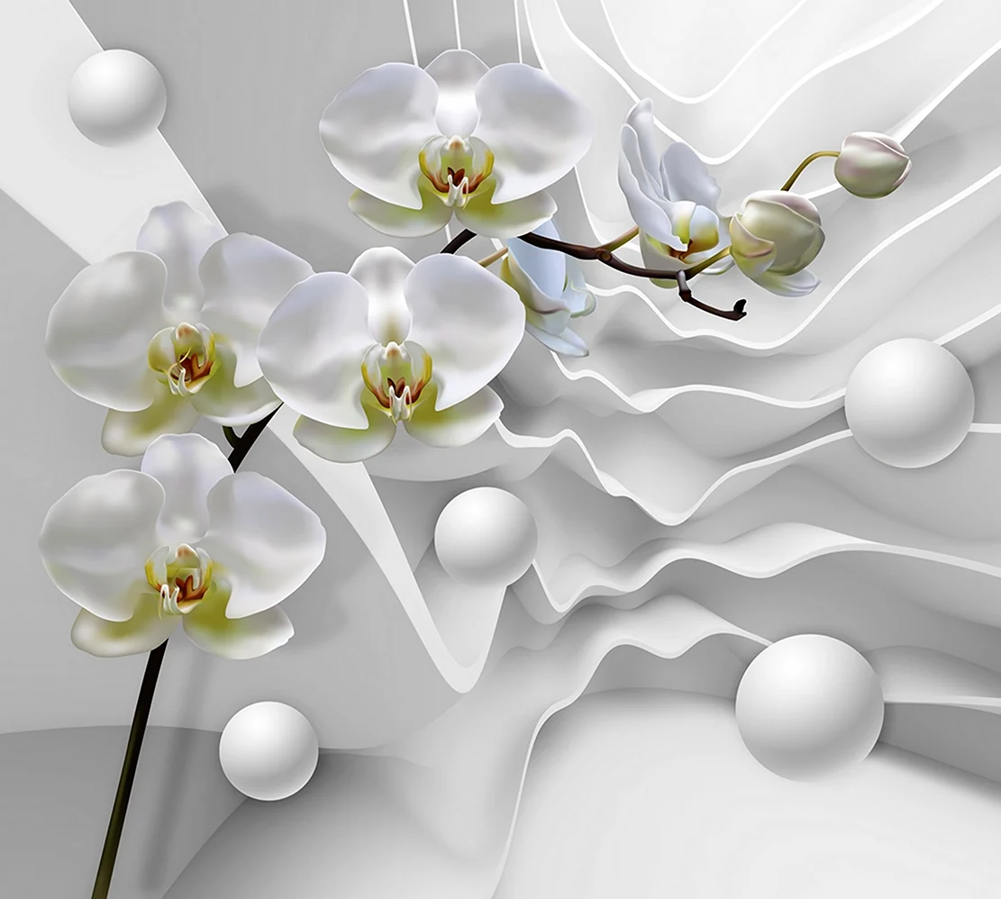 Фотообои Divino Decor Орхидея на объемных волнах р-075 300х270 см