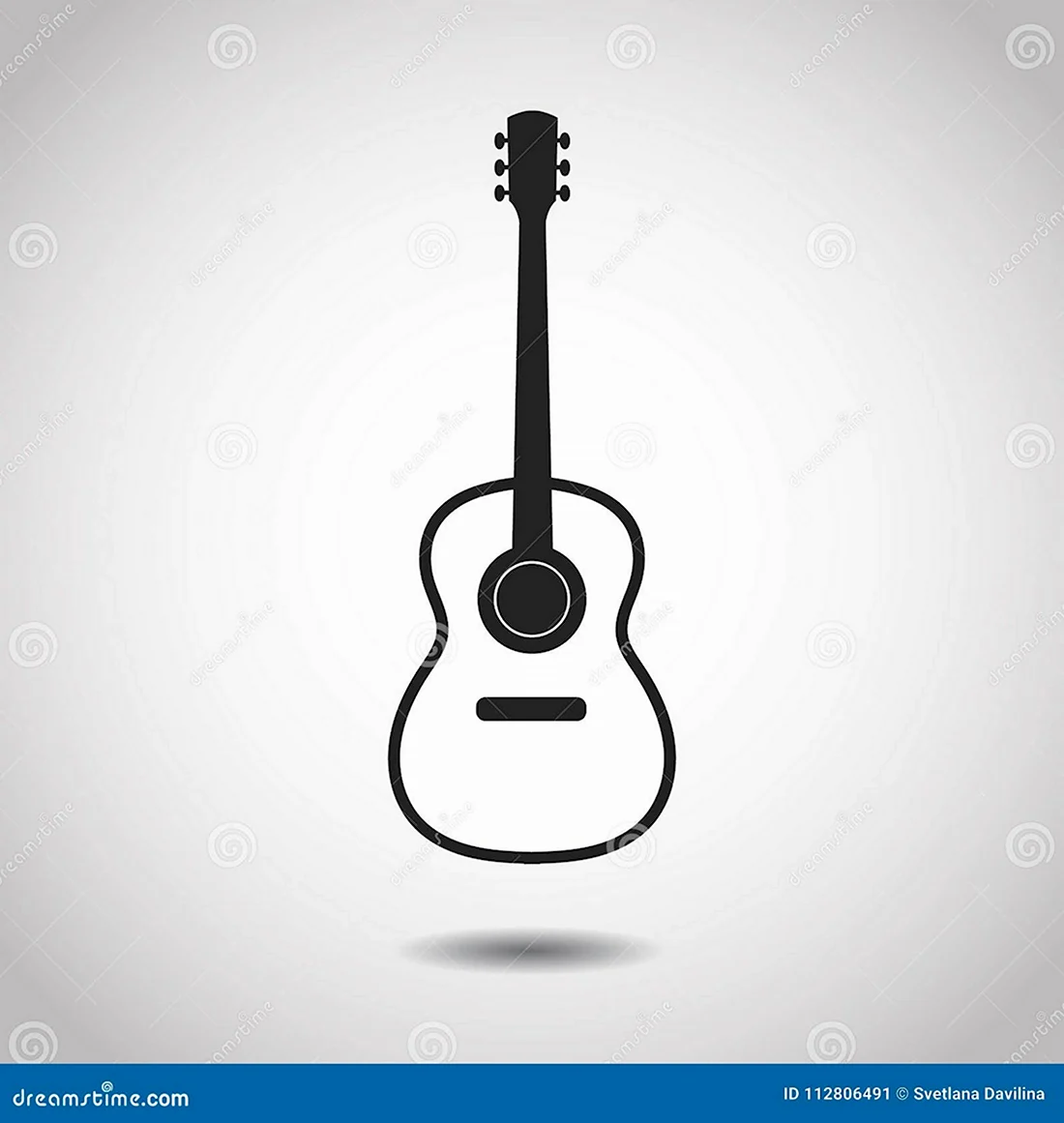 Гитара серая на белом фоне