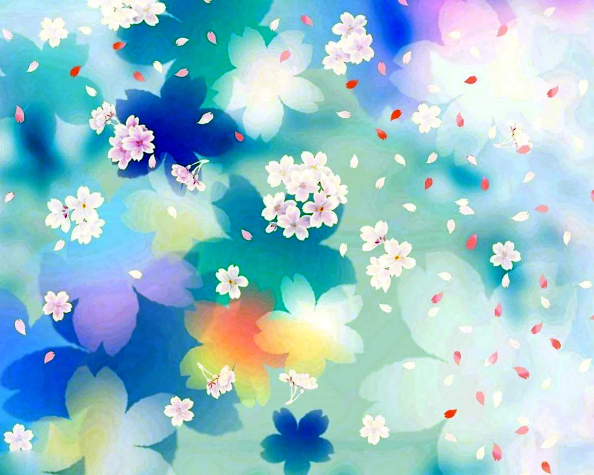 Голубой фон с цветочками