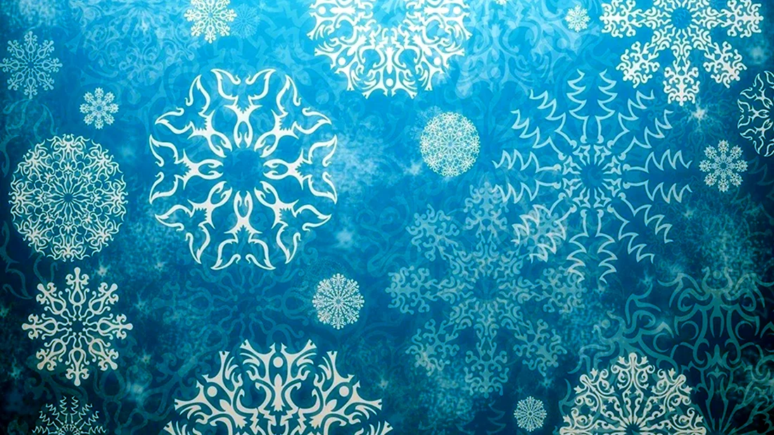 Голубой фон со снежинками