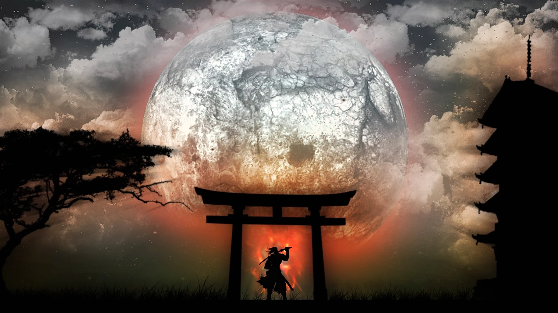 Япония Луна Самурай