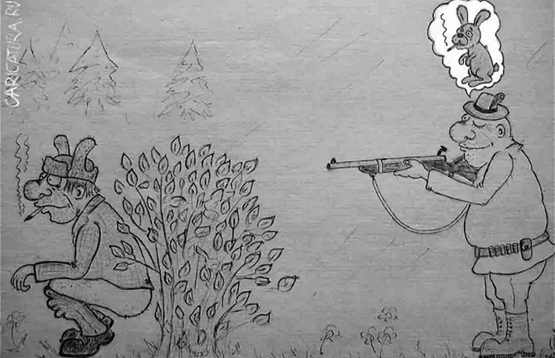 Карикатура на охотничье ружье