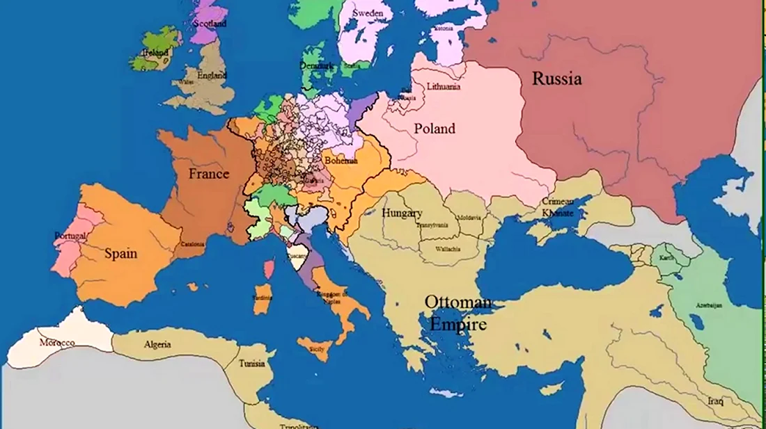 Карта Европы 1600 года