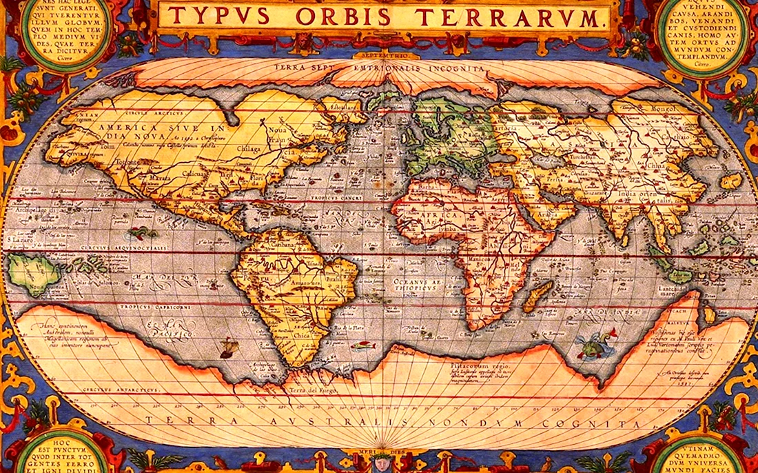 Карта мира Абрахама Ортелиуса 1570