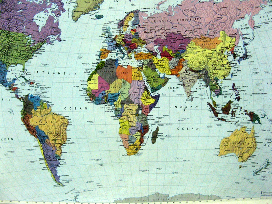 Карта мира с границами государств на русском языке 2022