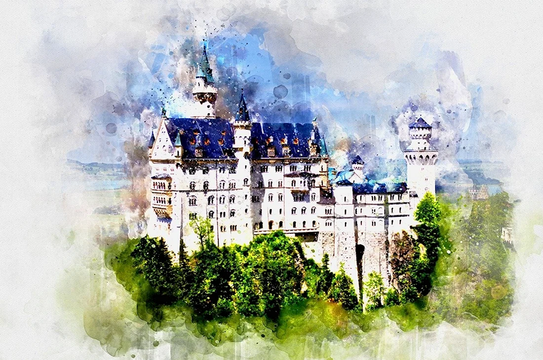 Картина Гитлера замок Нойшванштайн