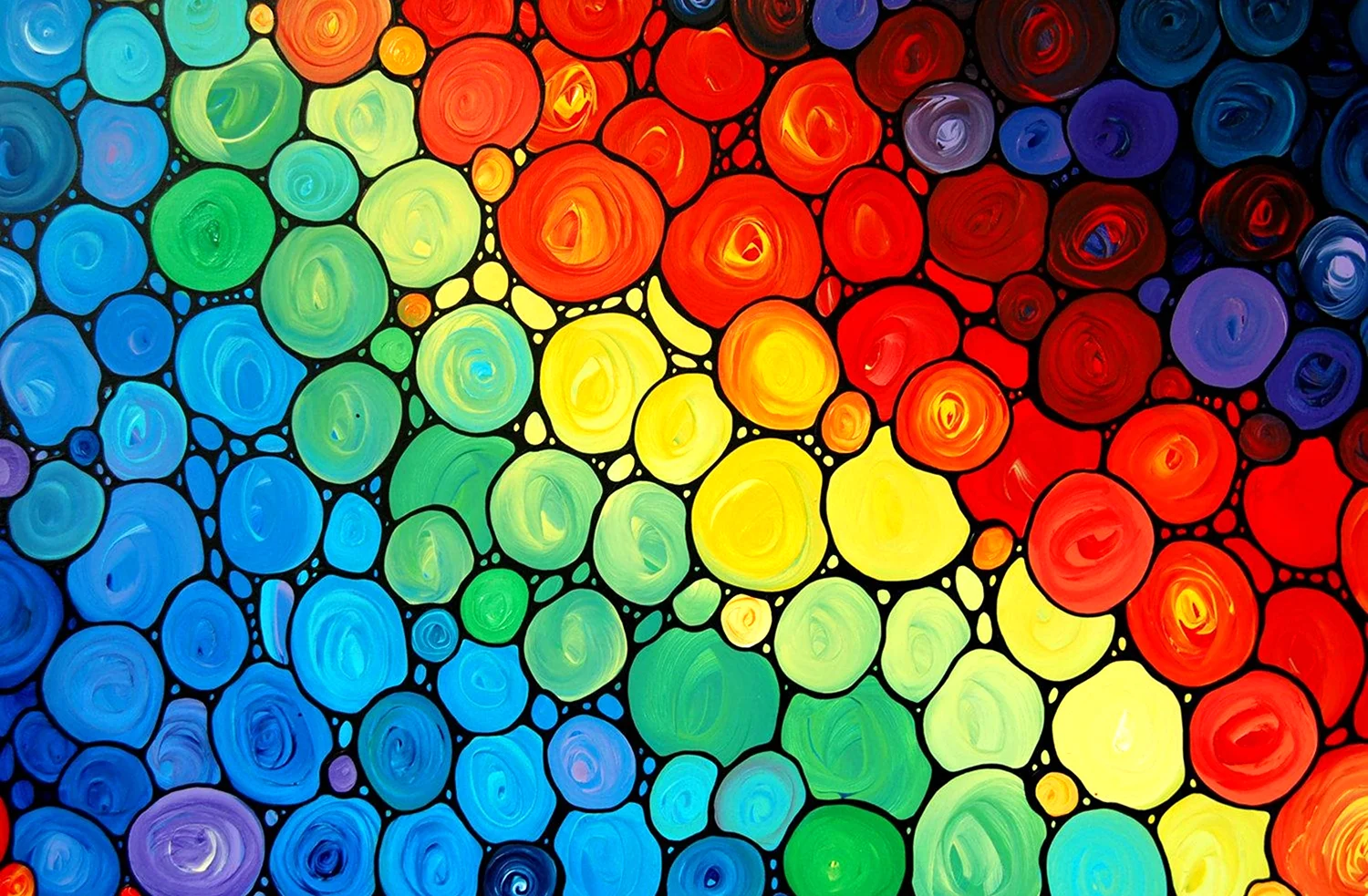 Картина с разноцветными кружочками