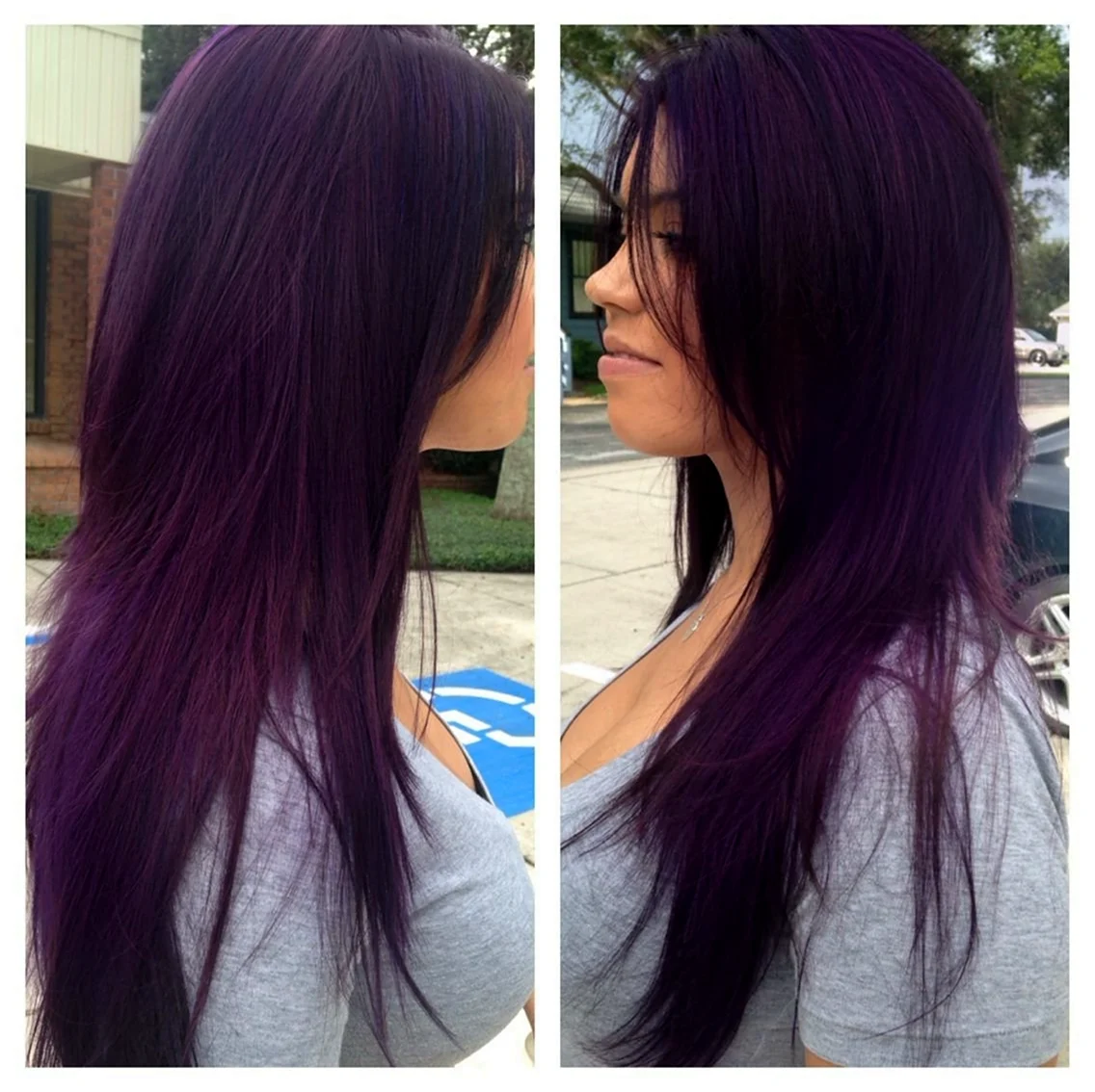 Каштановый цвет волос холодного оттенка с фиолетовым отливом
