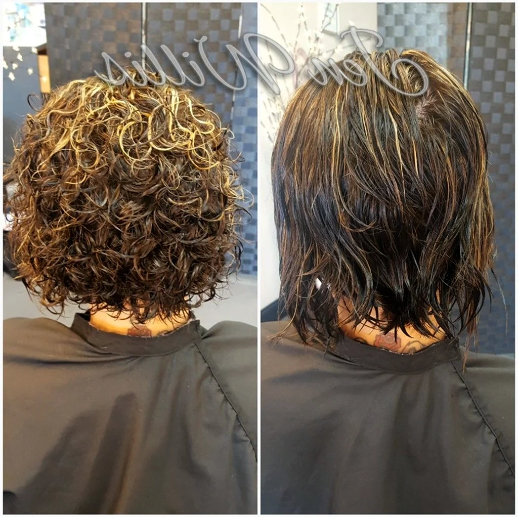 Хим завивка на короткие волосы до и после