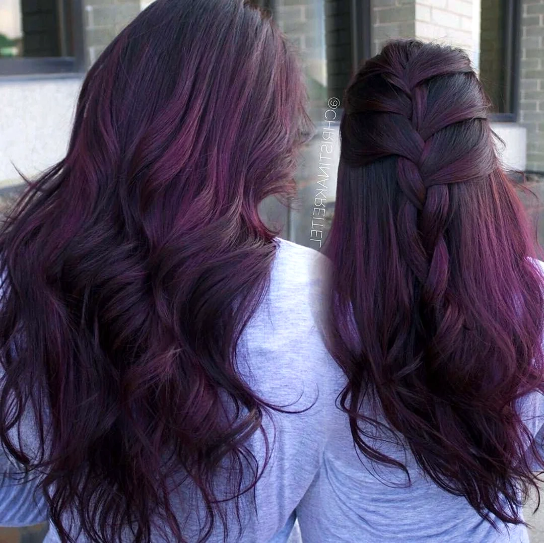 Коричнево-фиолетовый цвет волос