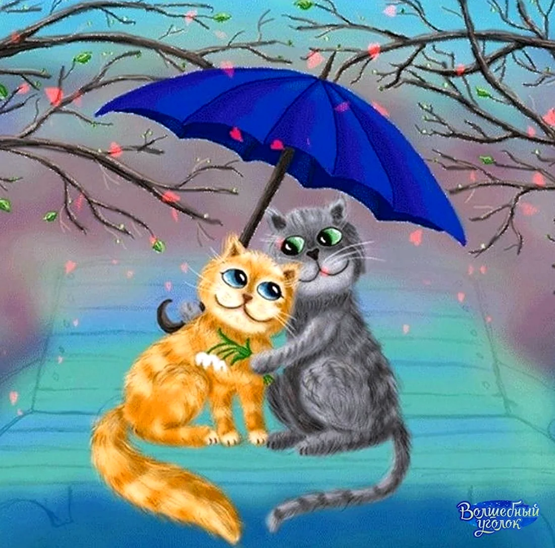 Кошка под зонтиком